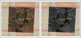 Sentinel-2 L2A downloaded images TCI and B04 spectral bands